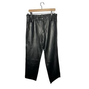 Reaction Kenneth Cole mens 100% leather‎ black pants sz 32